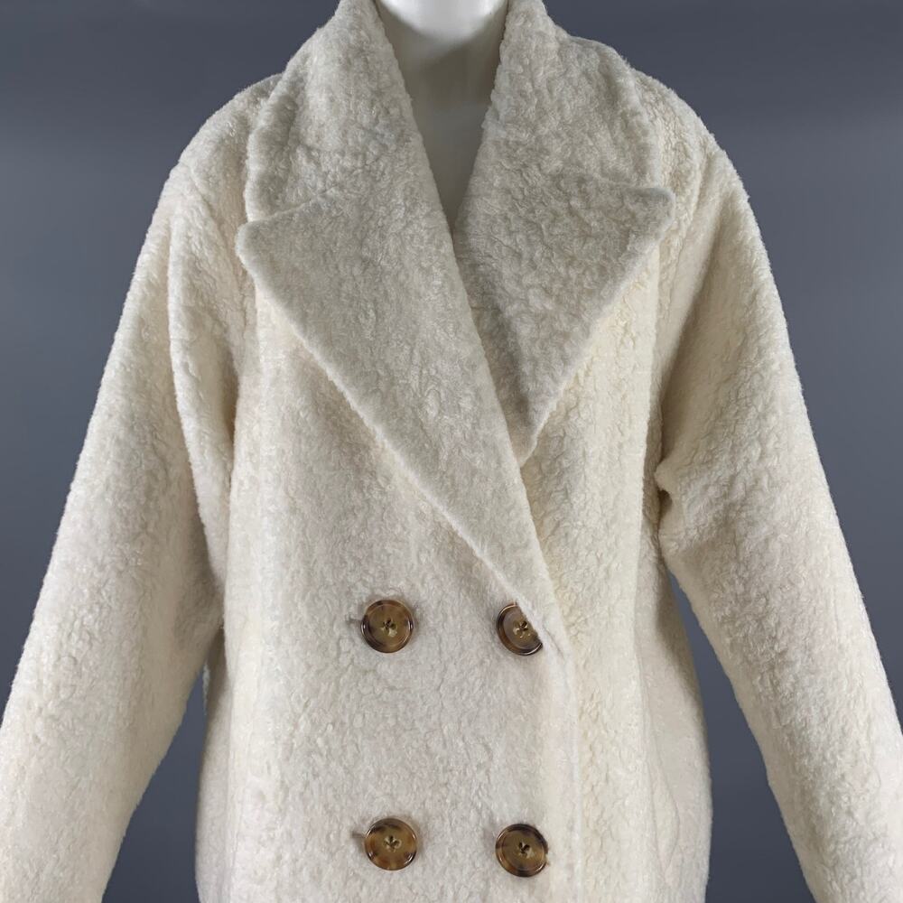 KATE SPADE Size XL Cream Acrylic Blend Faux Fur Peacoat - Picture 2 of 6